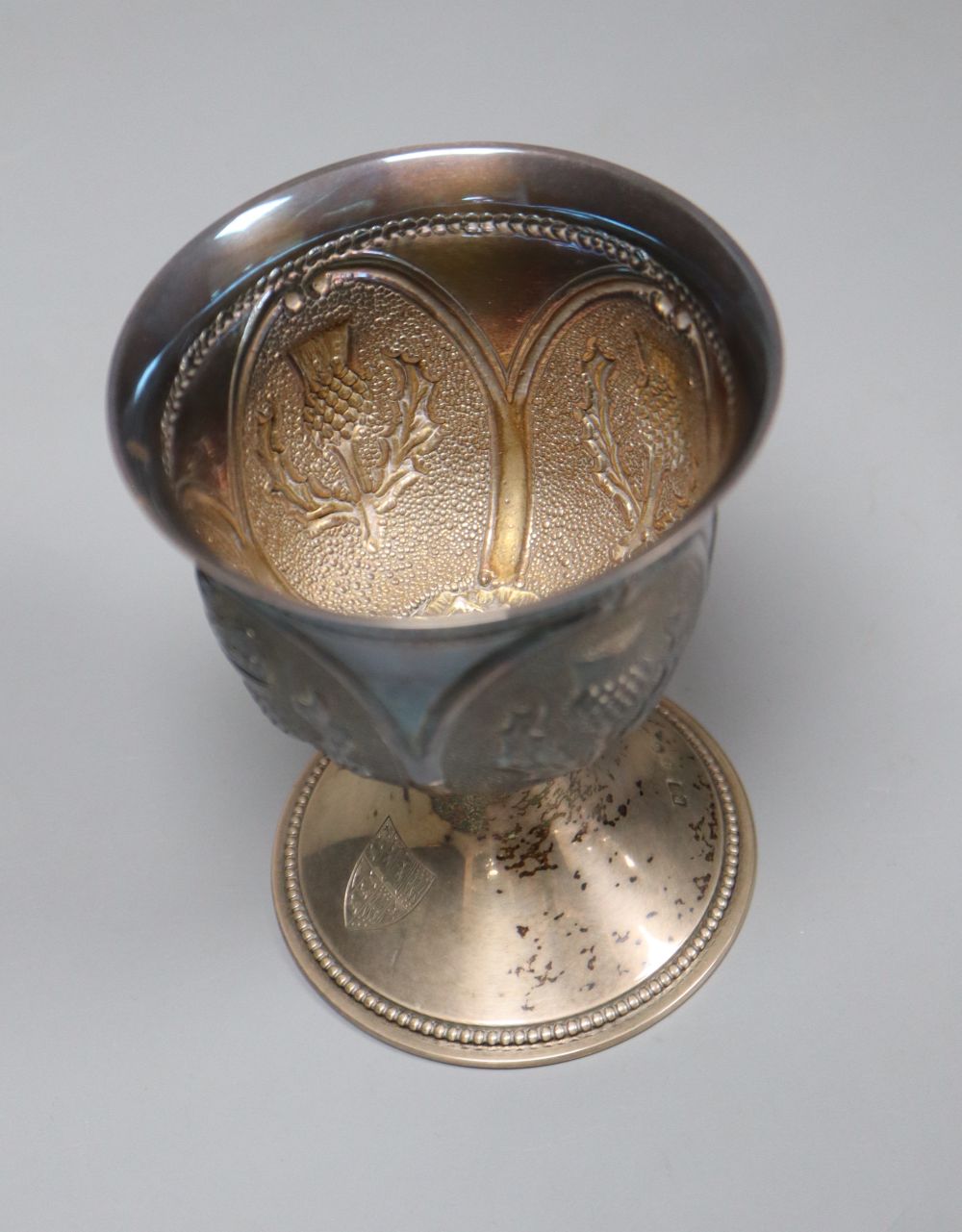 A modern Scottish silver limited edition commemorative goblet,